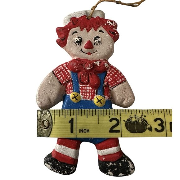 Vintage Retro 1972 Raggedy Andy Hand Painted Ceramic Christmas Ornament 4" tall - Picture 5 of 7